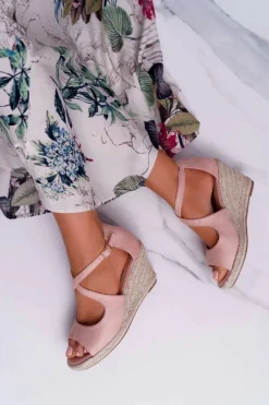 Sandały Damskie Na Espadrylu Różowe Margus