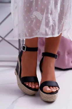 Sandały Damskie Na Espadryku Czarne Devon