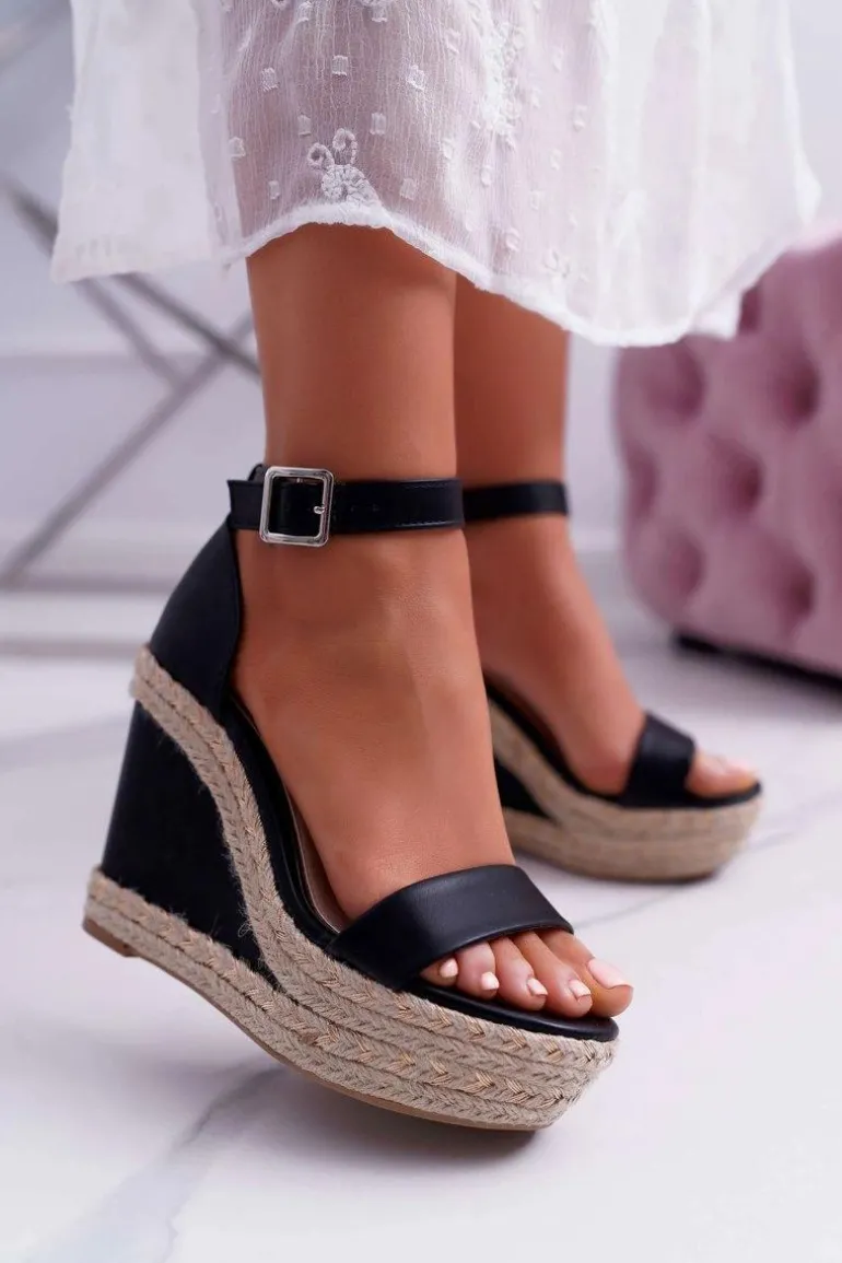 Sandały Damskie Na Espadryku Czarne Devon
