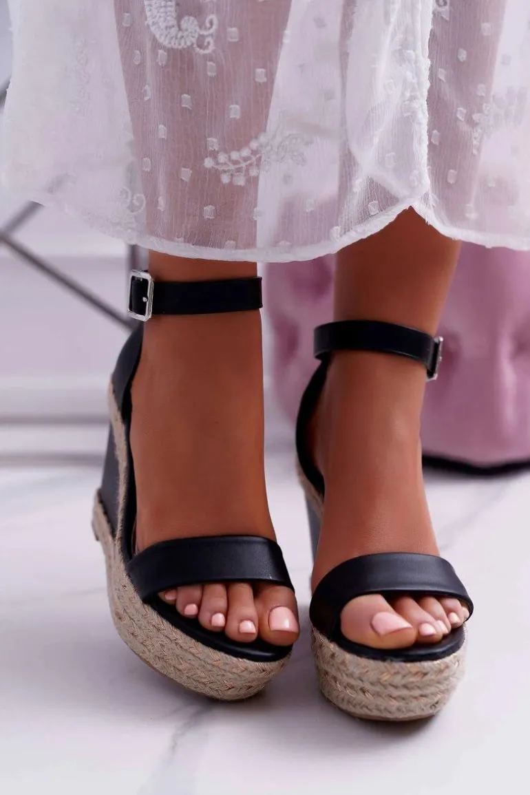 Sandały Damskie Na Espadryku Czarne Devon