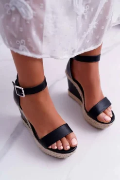 Sandały Damskie Na Espadryku Czarne Devon