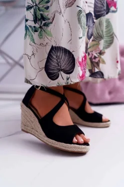 Sandały Damskie Na Espadrylu Czarne Margus