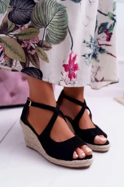 Sandały Damskie Na Espadrylu Czarne Margus