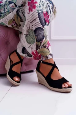 Sandały Damskie Na Espadrylu Czarne Margus