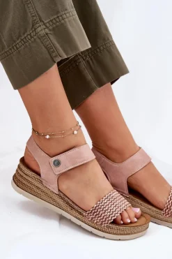 Sandały Damskie Na Koturnie Inblu RV000014 Różowe