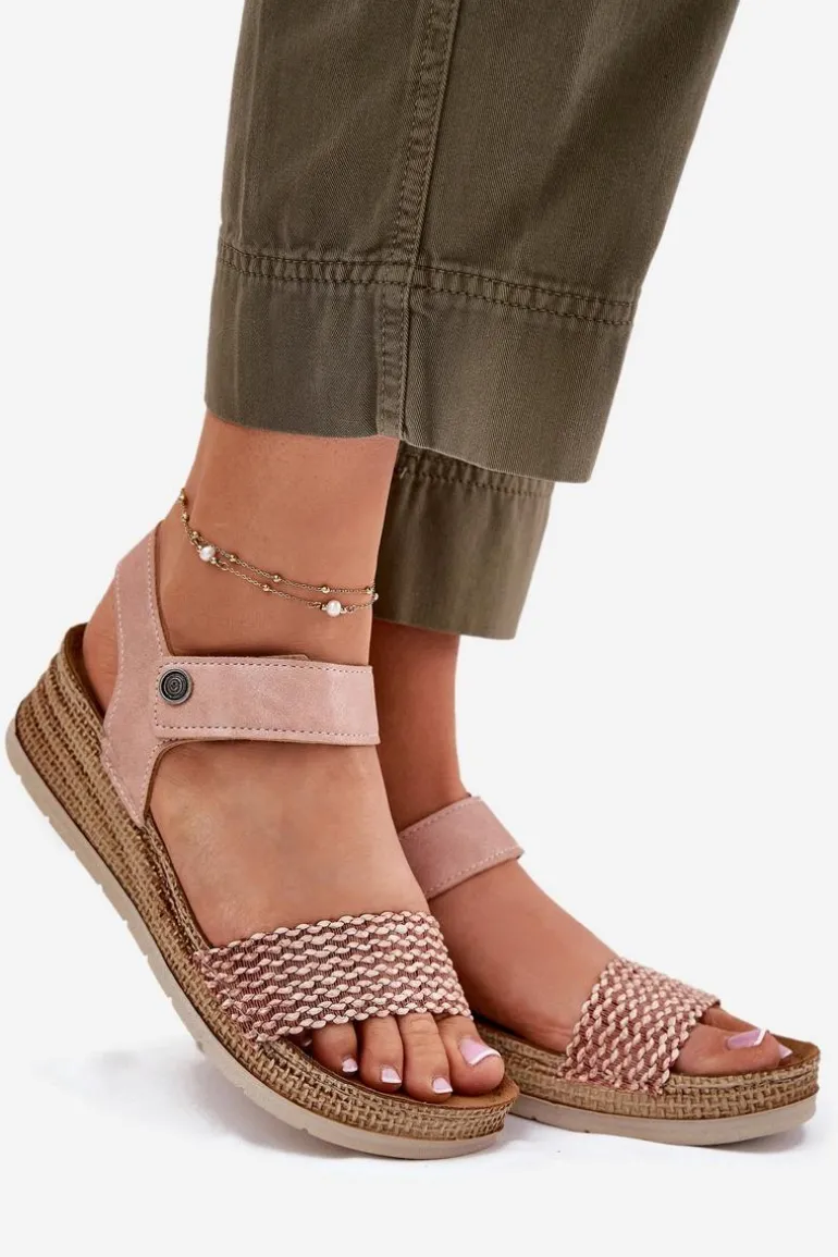 Sandały Damskie Na Koturnie Inblu RV000014 Różowe