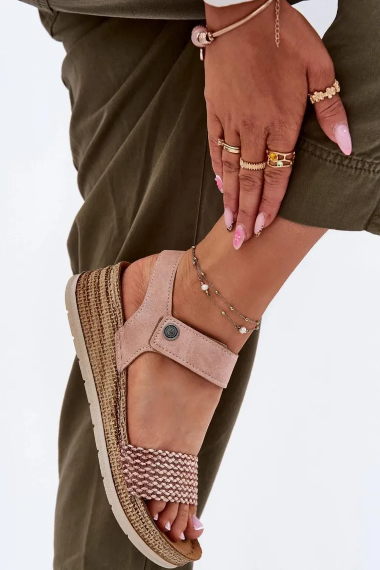 Sandały Damskie Na Koturnie Inblu RV000014 Różowe