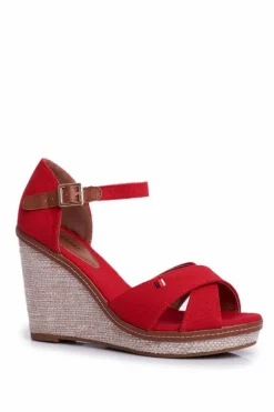 Sandały Damskie Na Koturnie Czerwone LaMane