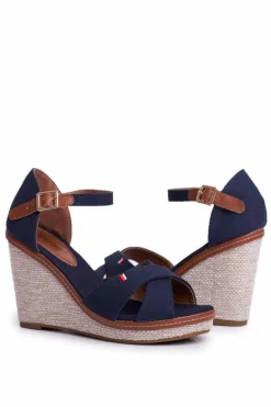 Sandały Damskie Na Koturnie Granatowe LaMane