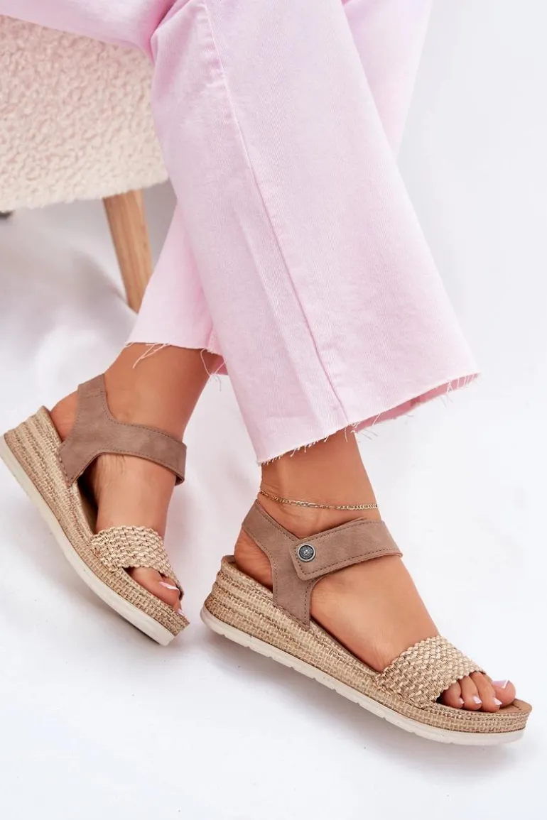 Sandały Damskie Na Koturnie Inblu RV000014 Beżowe