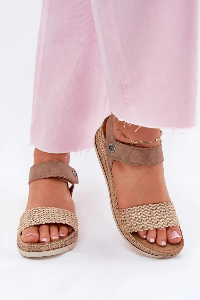 Sandały Damskie Na Koturnie Inblu RV000014 Beżowe