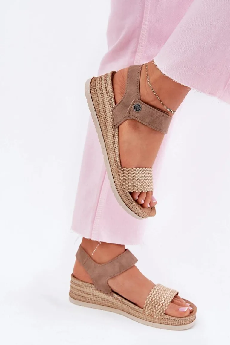 Sandały Damskie Na Koturnie Inblu RV000014 Beżowe