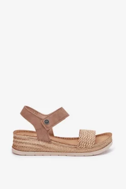 Sandały Damskie Na Koturnie Inblu RV000014 Beżowe