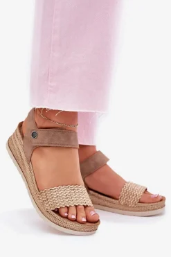 Sandały Damskie Na Koturnie Inblu RV000014 Beżowe