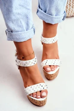 Sandały Damskie Na Koturnie Lu Boo Białe Gail