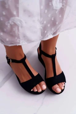 Sandały Damskie Na Koturnie Platformie Czarne Miravaya