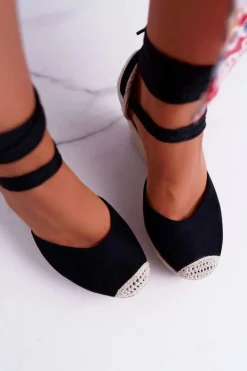 Sandały Damskie Na Koturnie Czarne Tahaya