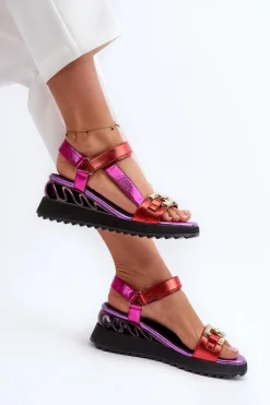 Sandały Damskie Na Koturnie D&A CR954 Fioletowe