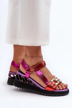 Sandały Damskie Na Koturnie D&A CR954 Fioletowe