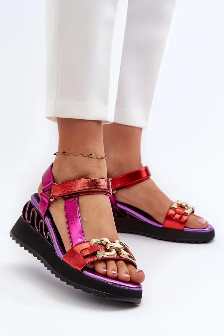 Sandały Damskie Na Koturnie D&A CR954 Fioletowe