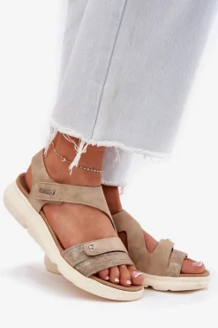 Sandały Damskie Na Koturnie Beżowe Maroriella