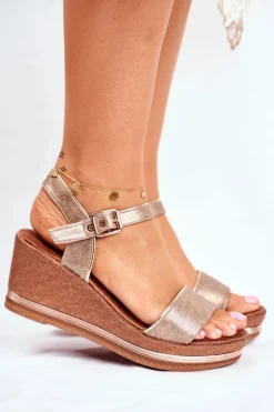 Sandały Damskie Na Koturnie Beżowe Monroe