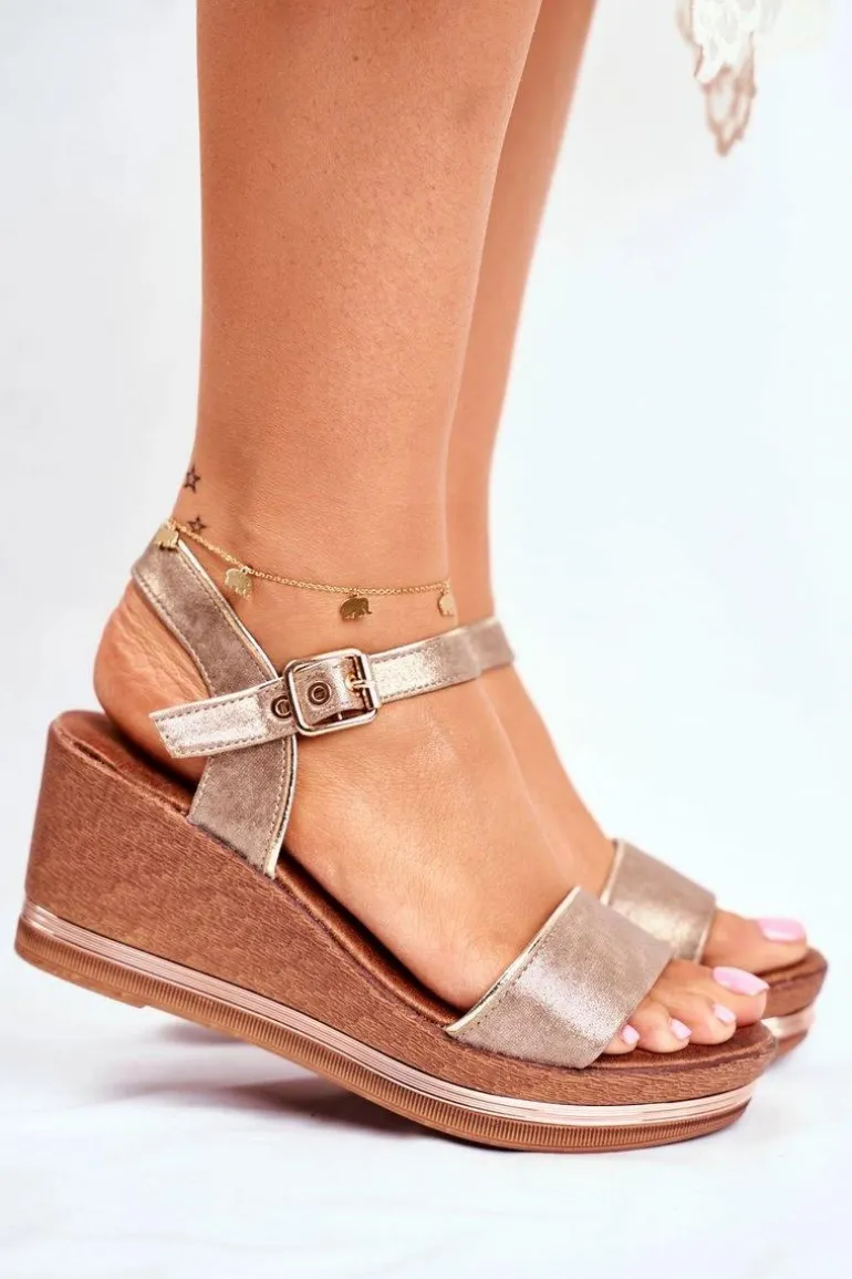 Sandały Damskie Na Koturnie Beżowe Monroe