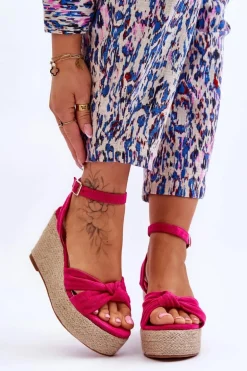 Sandały Damskie Na Koturnie Fuksja Kendall