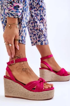 Sandały Damskie Na Koturnie Fuksja Kendall