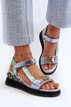 Sandały Damskie Na Koturnie D&A CR954 Zielone