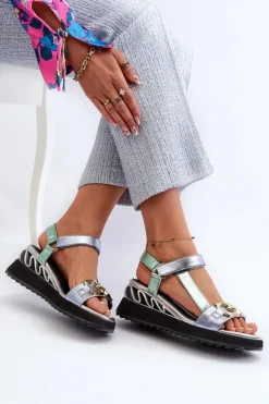 Sandały Damskie Na Koturnie D&A CR954 Zielone