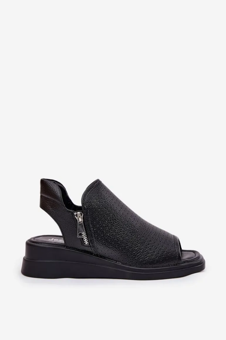 Sandały Damskie Na Koturnie Czarne Mevinette