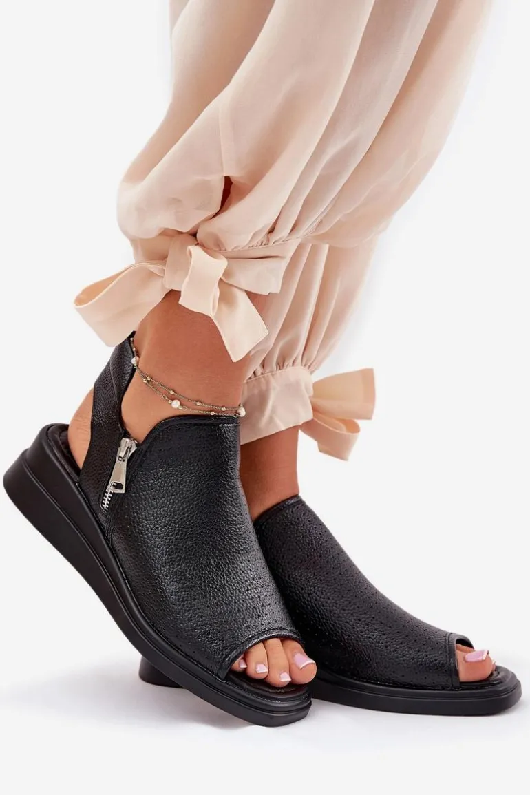 Sandały Damskie Na Koturnie Czarne Mevinette