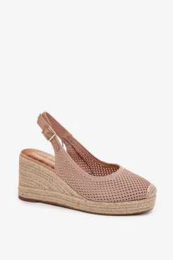 Sandały Damskie Na Koturnie Z Plecionką Różowe Tulliata