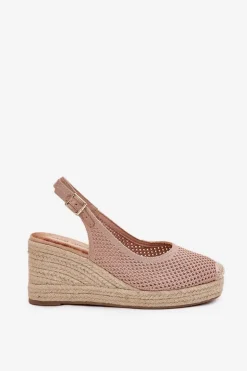 Sandały Damskie Na Koturnie Z Plecionką Różowe Tulliata