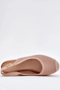 Sandały Damskie Na Koturnie Z Plecionką Różowe Tulliata