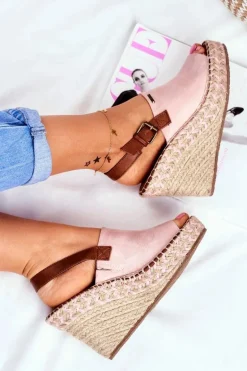 Sandały Damskie Na Koturnie Big Star Różowe FF274984