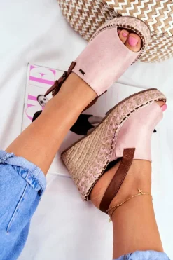 Sandały Damskie Na Koturnie Big Star Różowe FF274984