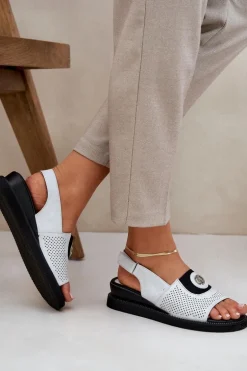 Sandały Damskie Na Koturnie Srebrne Isnnoria