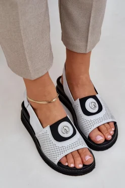 Sandały Damskie Na Koturnie Srebrne Isnnoria