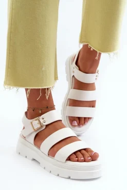 Sandały Damskie Na Masywnej Podeszwie Białe Nicarda