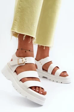 Sandały Damskie Na Masywnej Podeszwie Białe Nicarda