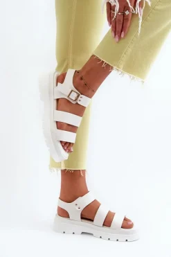 Sandały Damskie Na Masywnej Podeszwie Białe Nicarda