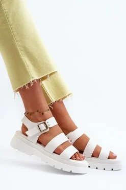 Sandały Damskie Na Masywnej Podeszwie Białe Nicarda