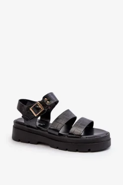 Sandały Damskie Na Masywnej Podeszwie Czarne Nicarda