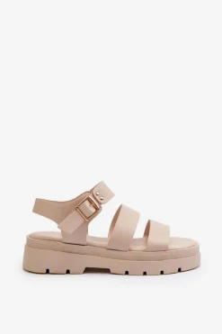 Sandały Damskie Na Masywnej Podeszwie Beżowe Nicarda