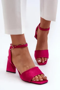 Sandały Damskie Na Obcasie Z Eko Zamszu Vinceza 17328 Fuksja
