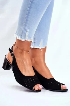 Sandały Damskie Na Obcasie Sergio Leone Czarne SK832