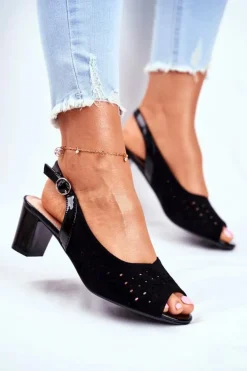 Sandały Damskie Na Obcasie Sergio Leone Czarne SK832