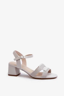 Sandały Damskie Na Obcasie Z Eko Skóry Sergio Leone SK894 Szare